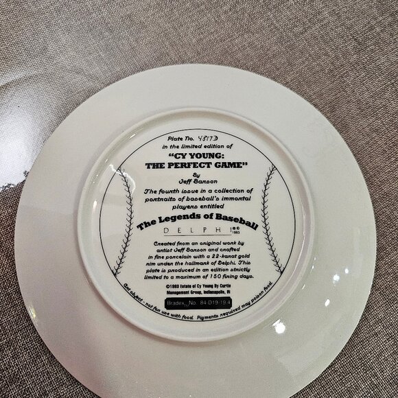 Legends of Baseball Collector Porcelain Plates Gold Trim 1993 Set of 4 - Picture 4 of 10